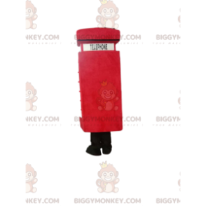 Red Phone Booth BIGGYMONKEY™ Mascot Costume with Black Mustache