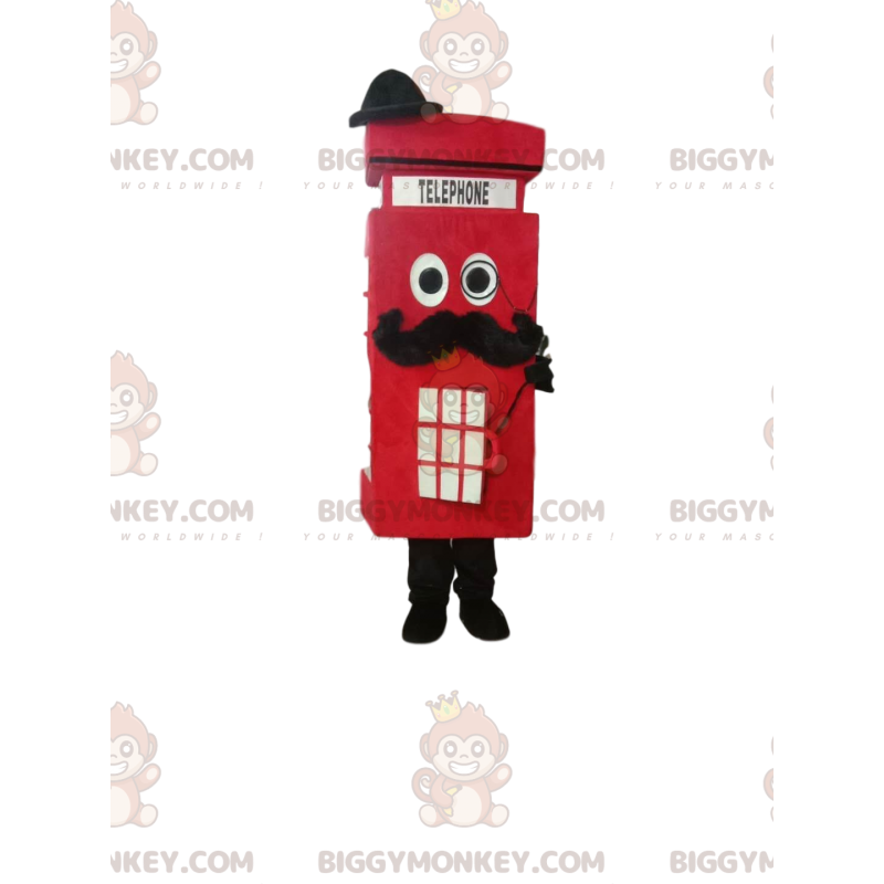 Costume de mascotte BIGGYMONKEY™ de cabine téléphonique rouge Costume de mascotte BIGGYMONKEY™ de cabine téléphonique rouge
