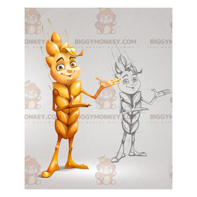 Costume da mascotte BIGGYMONKEY™ pannocchia di mais gialla Costume da mascotte BIGGYMONKEY™ pannocchia di mais gialla