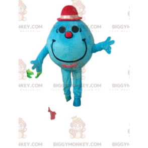 BIGGYMONKEY™ maskottiasu turkoosista pyöreästä miehestä, jolla on pieni fuksiahattu - Miesten maskotit - BiggyMonkey.com