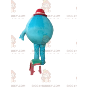 BIGGYMONKEY™ maskottiasu turkoosista pyöreästä miehestä, jolla on pieni fuksiahattu - Miesten maskotit - BiggyMonkey.com