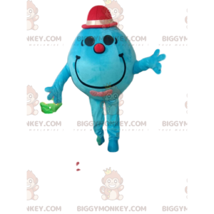 BIGGYMONKEY™ maskottiasu turkoosista pyöreästä miehestä, jolla on pieni fuksiahattu - Miesten maskotit - BiggyMonkey.com