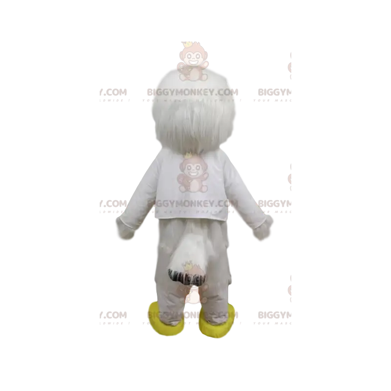 BIGGYMONKEY™ Maskottchenkostüm Weißer Vogel mit lustigem gelbem BIGGYMONKEY™ Maskottchenkostüm Weißer Vogel mit lustigem gelbem