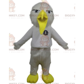 BIGGYMONKEY™ Μασκότ Κοστούμι Λευκό Πουλί με αστείο κίτρινο