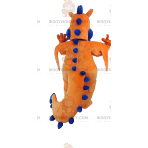 Costume de mascotte BIGGYMONKEY™ de dragon orange et bleu tout