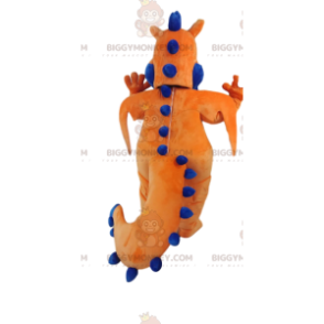 Costume de mascotte BIGGYMONKEY™ de dragon orange et bleu tout