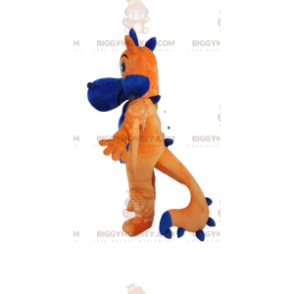 Söt orange och blå drake BIGGYMONKEY™ maskotdräkt. drak kostym