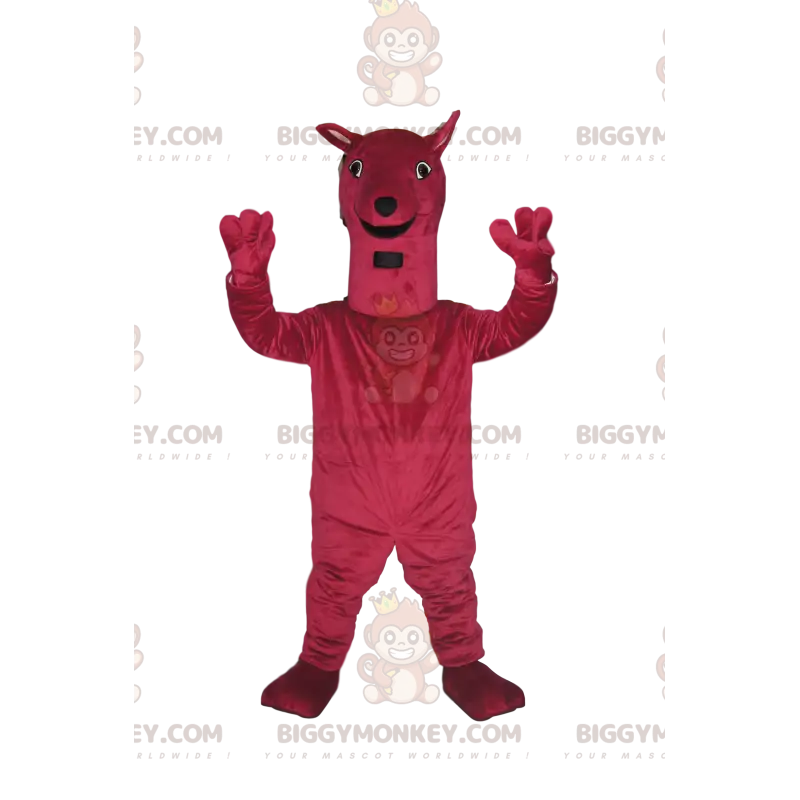 Kostým maskota BIGGYMONKEY™ velmi veselý fuchsiový velký pes.