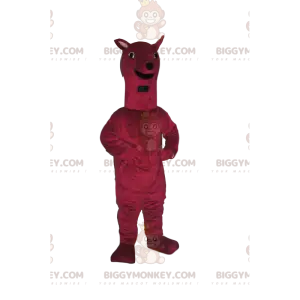 Kostým maskota BIGGYMONKEY™ velmi veselý fuchsiový velký pes.