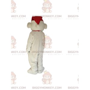 Fato de mascote de urso polar BIGGYMONKEY™ com gorro de Natal