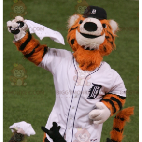 Disfraz de mascota BIGGYMONKEY™ de tigre naranja, blanco y negro en ropa deportiva - Mascotas tigre - BiggyMonkey.com