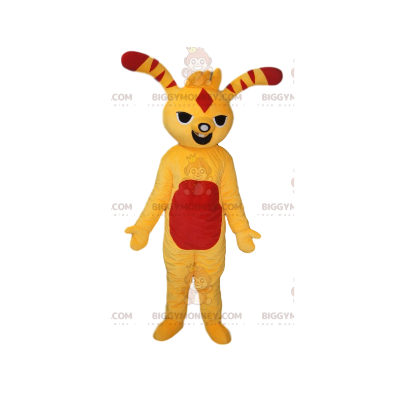 Costume de mascotte BIGGYMONKEY™ de créature amusante jaune et Costume de mascotte BIGGYMONKEY™ de créature amusante jaune et