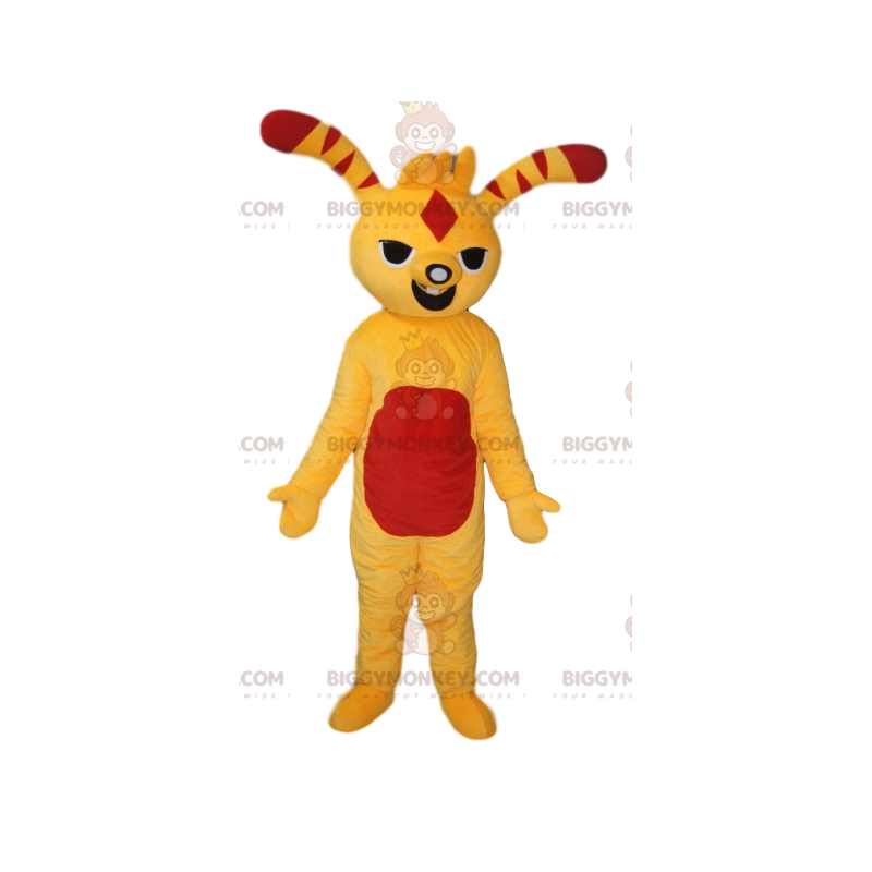 Yellow and red fun creature BIGGYMONKEY™ mascot costume.