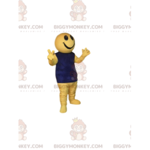 Kostým maskota BIGGYMONKEY™ Very Happy žlutá postava s modrou košilí - Lidští maskoti - BIGGYMONKEY_013141 - BiggyMonkey.com