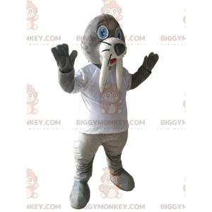Walrus BIGGYMONKEY™ Mascot Costume with Big Tusks and a White