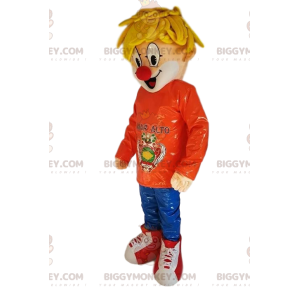 Blond pojke Clownnäsa BIGGYMONKEY™ maskotdräkt - BiggyMonkey