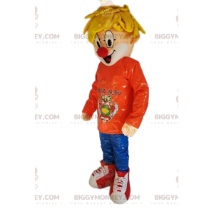 Blonder Junge Clown Nase BIGGYMONKEY™ Maskottchen Kostüm -