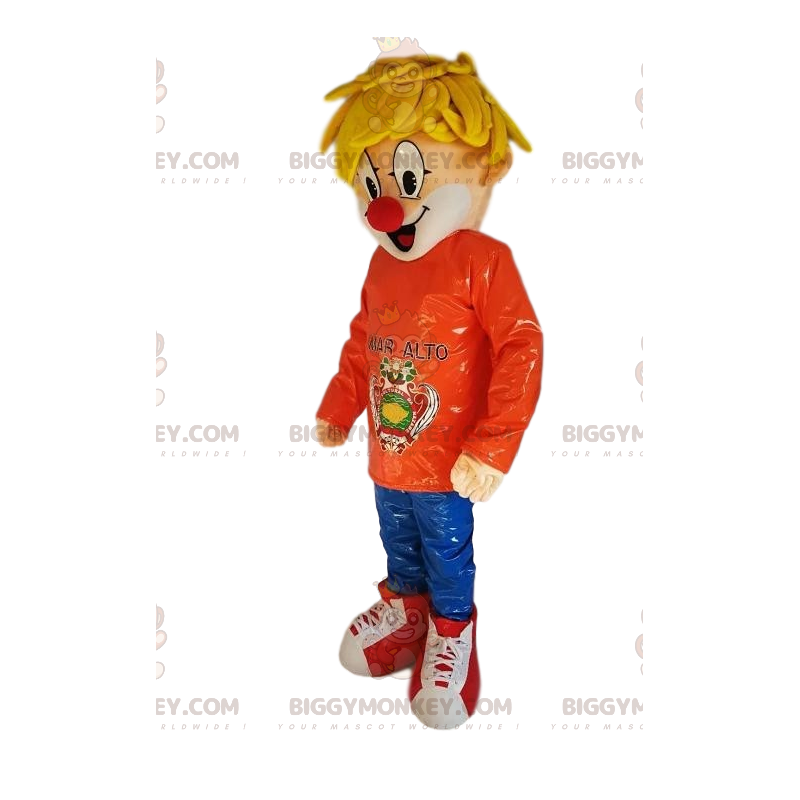 Blond Boy Clown Nose BIGGYMONKEY™ Mascot Costume -