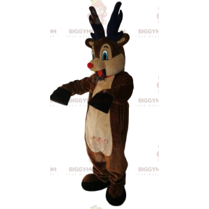 Disfraz de mascota BIGGYMONKEY™ de reno cómico con su hocico