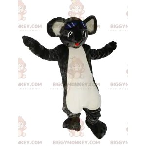 Maskotka BIGGYMONKEY™ z szarego koali z szerokim uśmiechem.
