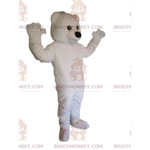 Mycket vaken isbjörn BIGGYMONKEY™ maskotdräkt. Vitbjörnsdräkt -