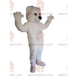 Zeer wakker ijsbeer BIGGYMONKEY™ mascottekostuum. Witte beer