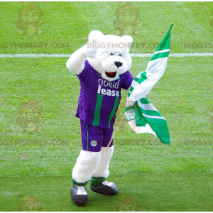 BIGGYMONKEY™ jääkarhun maskottiasu purppuraisissa ja vihreissä