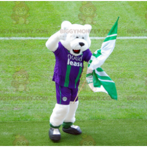 BIGGYMONKEY™ Mascot Costume of Polar Bear in Purple and Green