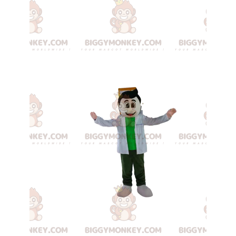 Costume de mascotte BIGGYMONKEY™ d'homme brun avec une blouse Costume de mascotte BIGGYMONKEY™ d'homme brun avec une blouse
