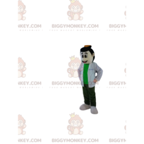 Κοστούμι μασκότ Brown Man BIGGYMONKEY™ με λευκό παλτό και