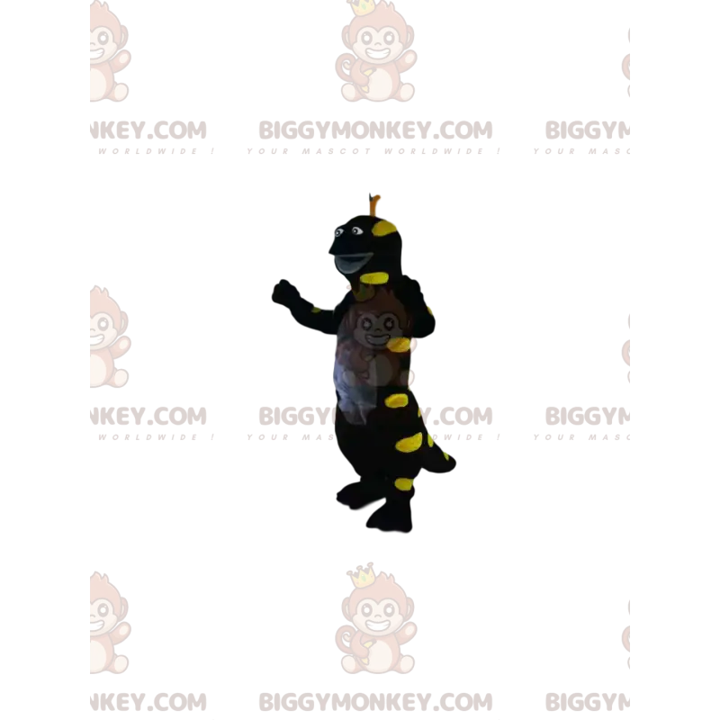 BIGGYMONKEY™ Maskottchenkostüm aus schwarzer und neongelber