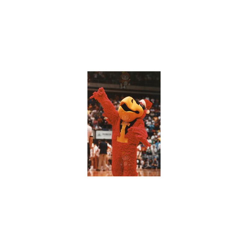 Costume da mascotte gigante rosso nero e uccello giallo Costume da mascotte gigante rosso nero e uccello giallo
