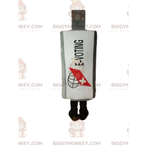 Valkoinen lääkepullo BIGGYMONKEY™ maskottiasu. White Flask -asu - Pullon maskotit - BIGGYMONKEY_013167 - BiggyMonkey.com