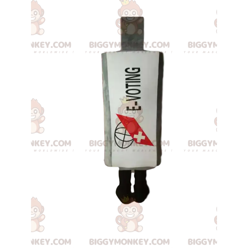 Valkoinen lääkepullo BIGGYMONKEY™ maskottiasu. White Flask -asu Valkoinen lääkepullo BIGGYMONKEY™ maskottiasu. White Flask -asu