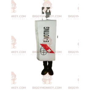 Traje de mascote BIGGYMONKEY™ com frasco de remédio branco.