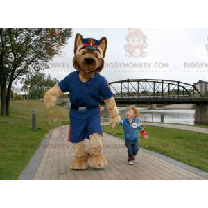 BIGGYMONKEY™ mascottekostuum bruine hond in politie-uniform -