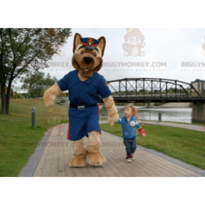 BIGGYMONKEY™ Mascot Costume Brown Dog In Police Uniform –