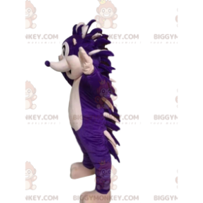 Traje de mascote de ouriço roxo e branco BIGGYMONKEY™. fantasia