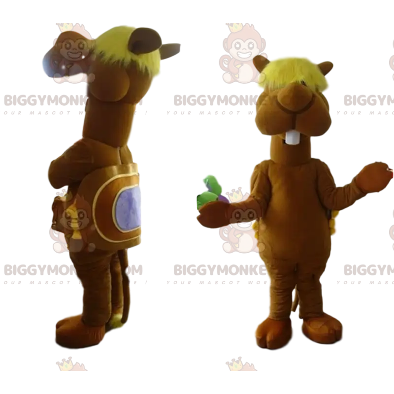 Camel BIGGYMONKEY™ maskotkostume med flæsede pandehår. kamel Camel BIGGYMONKEY™ maskotkostume med flæsede pandehår. kamel