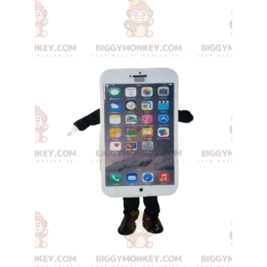 Bílý kostým maskota BIGGYMONKEY™ pro chytrý telefon. –