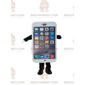  Vit Smart Phone BIGGYMONKEY™ maskotdräkt. - Telefon maskot - BIGGYMONKEY_013174 - BiggyMonkey.com
