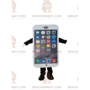  Vit Smart Phone BIGGYMONKEY™ maskotdräkt. - Telefon maskot - BIGGYMONKEY_013174 - BiggyMonkey.com