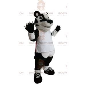 BIGGYMONKEY™ mascot costume of white and black tiger with a