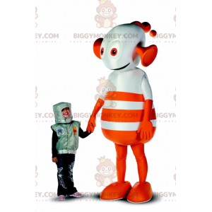 Giant Orange and White Alien Robot BIGGYMONKEY™ Mascot Costume