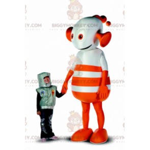 Kæmpe orange og hvid Alien Robot BIGGYMONKEY™ maskotkostume - Menneskelige maskoter - BIGGYMONKEY_01551 - BiggyMonkey.com