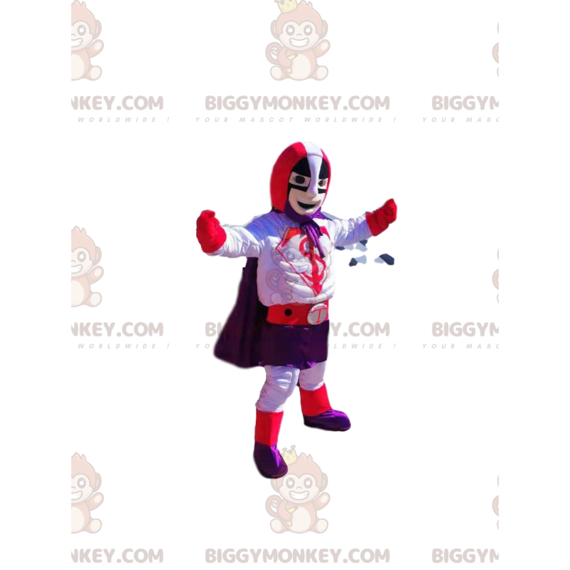 Superhero BIGGYMONKEY™ Mascot Costume with Purple and Red