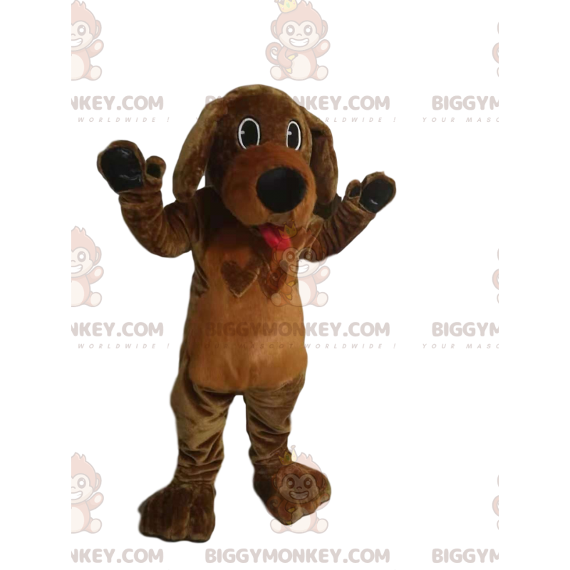 BIGGYMONKEY™ Brown Dog Sticking Out Tongue Mascot Costume. dog