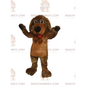 BIGGYMONKEY™ Brun hund som sticker ut tungan Maskotdräkt.