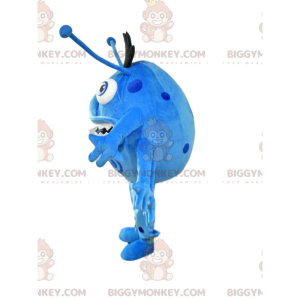 BIGGYMONKEY™ maskotdräkt av lilla blå runda monster med