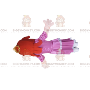 Prinsesse BIGGYMONKEY™ maskotkostume med pink satinkjole. -